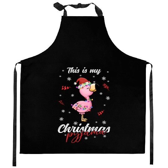 Winter Christmas Pyjama Flamingo Kitchen Aprons