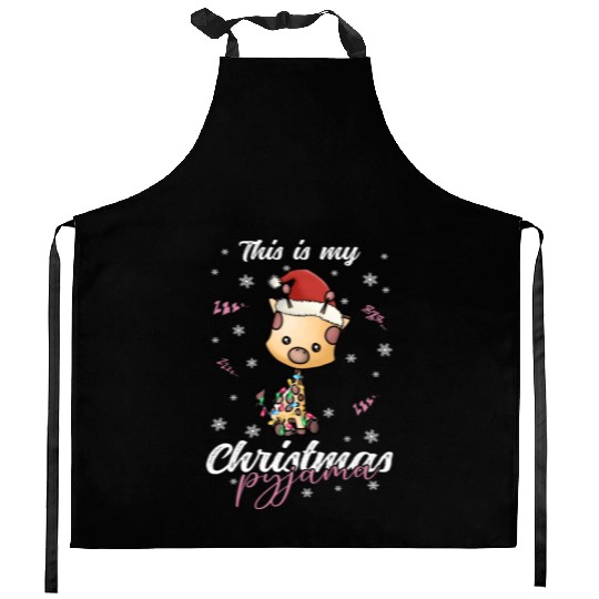 Winter Christmas Pyjama Giraffe Kitchen Aprons
