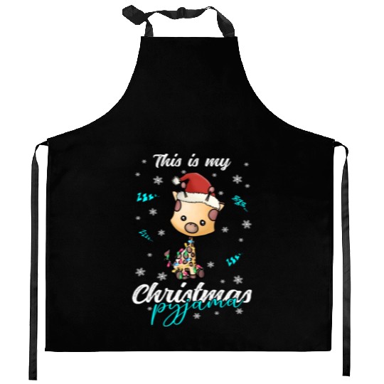 Winter Christmas Pyjama Giraffe Kitchen Aprons