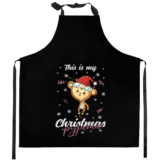 Winter Christmas Pyjama Monkey Kitchen Aprons