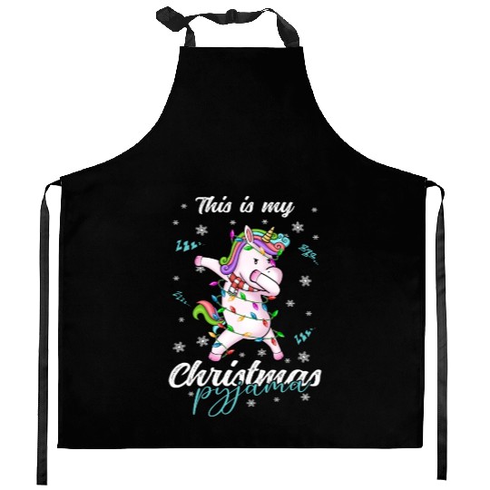 Winter Christmas Pyjama Unicorn Kitchen Aprons
