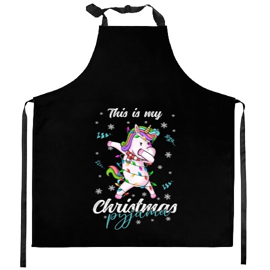 Winter Christmas Pyjama Unicorn Kitchen Aprons