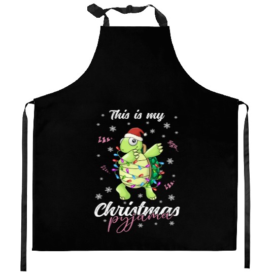 Winter Christmas Pyjama Turtle Kitchen Aprons
