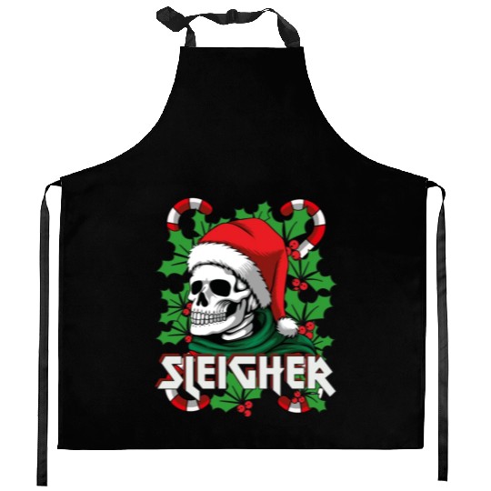 Sleigher Heavy Metal Santa Kitchen Aprons