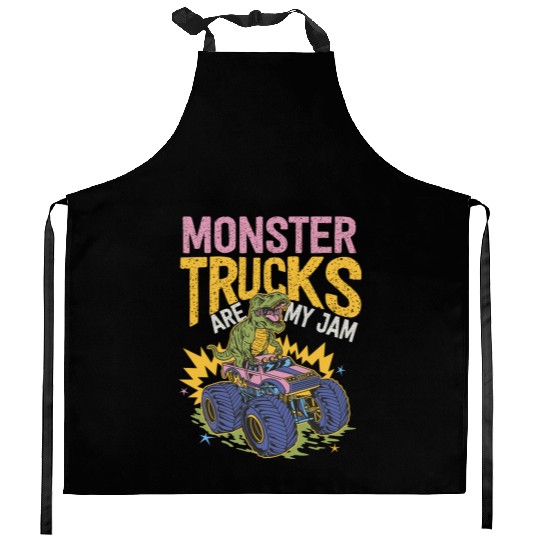 Monster Trucks Are My Jam Vintage Retro Kitchen Aprons