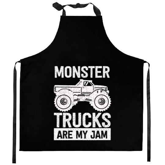Monster Trucks Are My Jam Vintage Retro Kitchen Aprons