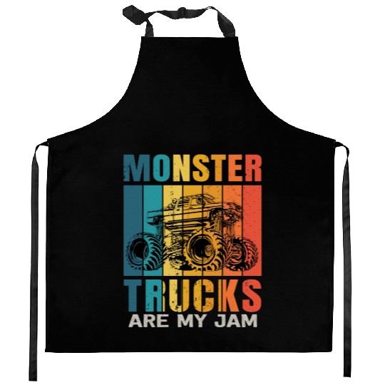 Monster Trucks Are My Jam Vintage Retro Kitchen Aprons