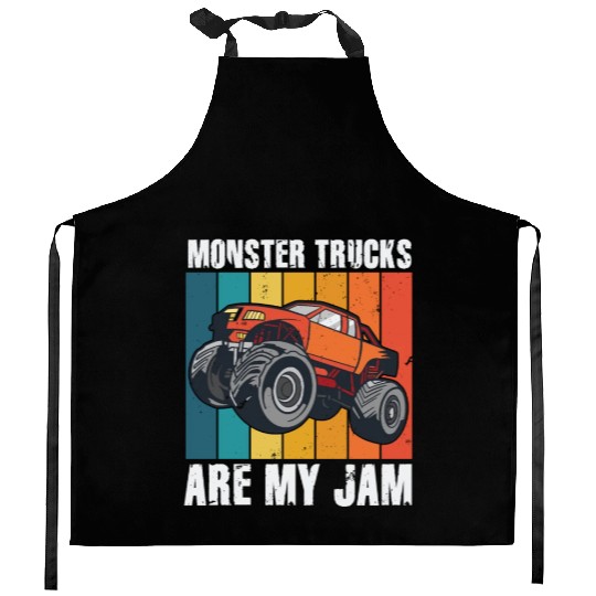 Monster Trucks Are My Jam Vintage Retro Kitchen Aprons