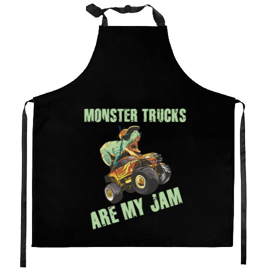 Monster Trucks Are My Jam Vintage Retro Kitchen Aprons