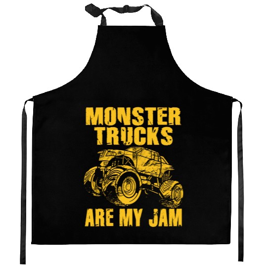 Monster Trucks Are My Jam Vintage Retro Kitchen Aprons