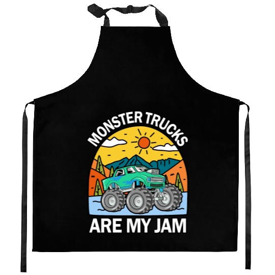 Monster Trucks Are My Jam Vintage Retro Kitchen Aprons