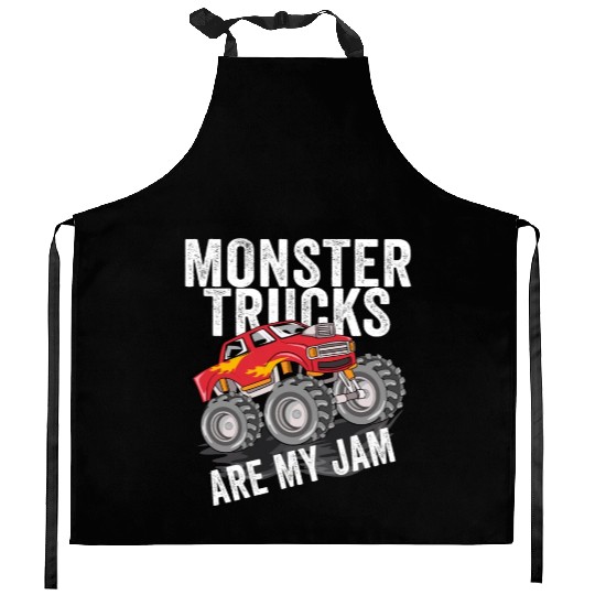 Monster Trucks Are My Jam Vintage Retro Kitchen Aprons