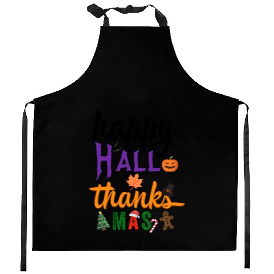 Happy Hallothanksmas Kitchen Aprons