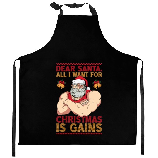 Dear Santa Christmas Gym Training Holiday Workout Kitchen Aprons