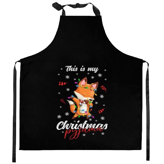 Winter Christmas Pyjama Fox Kitchen Aprons