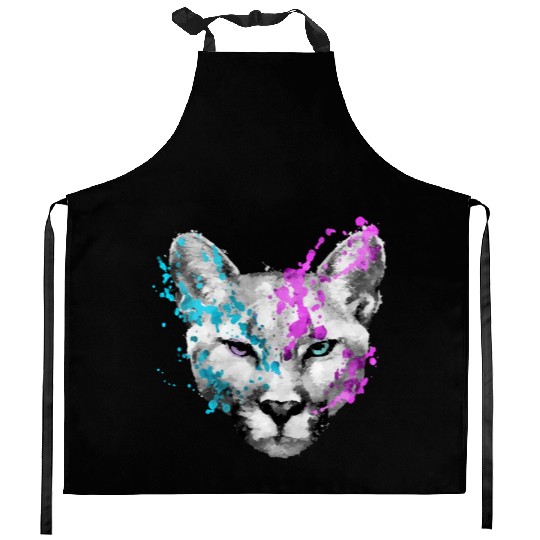 Dramabite mountain lion Kitchen Aprons