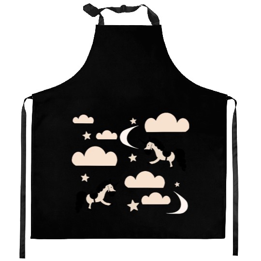 Unicorn rainbow Kitchen Aprons