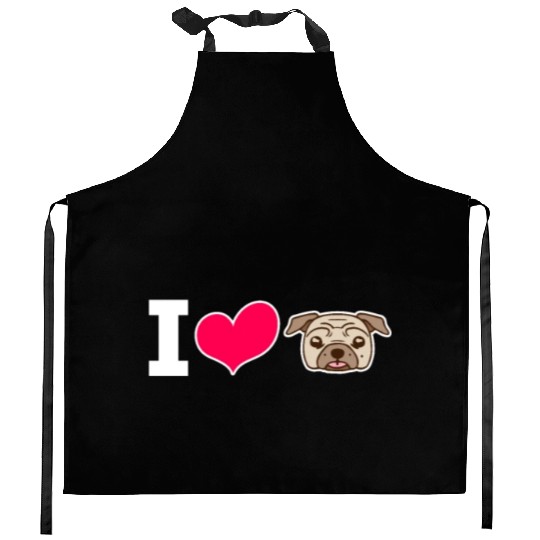 I Love Pug Kitchen Aprons