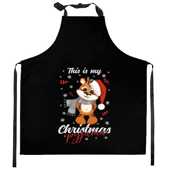 Winter Christmas Pyjama Tiger Kitchen Aprons