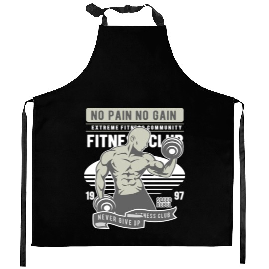 No Pain No Gain Gym Kitchen Aprons Fitness Club