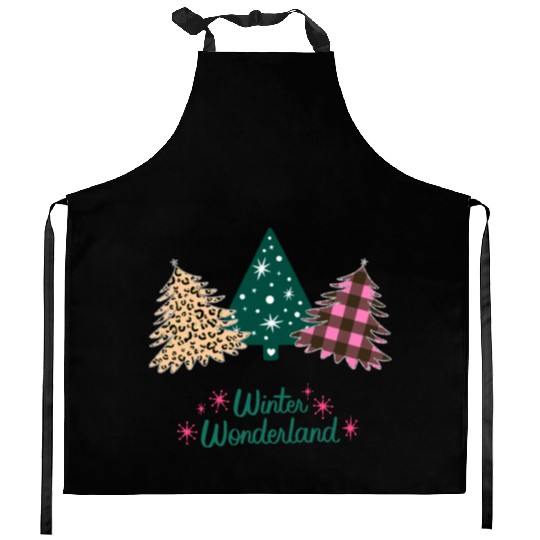 Winter Wonderland - Christmas Trees! Kitchen Aprons