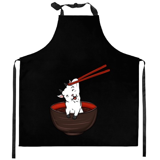 Goat Dipping Noodles Kitchen Aprons