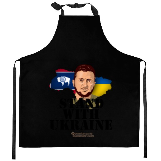 Ukraine Wyoming Flags Zelensky Kitchen Aprons