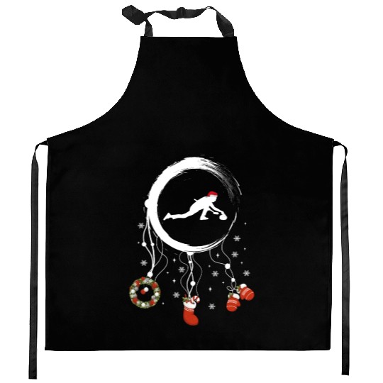Winter dreamcatcher Christmas Curling Kitchen Aprons