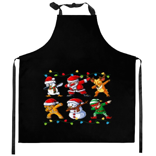 Dabbing Santa Elf Friends Christmas Boys Girls Men Kitchen Aprons