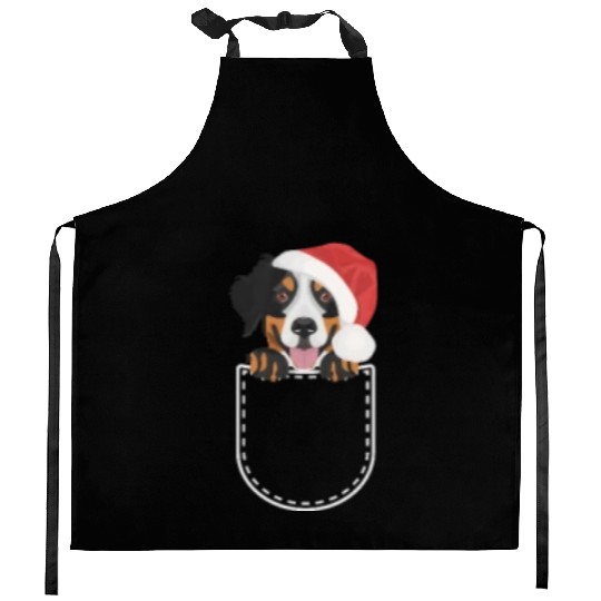 Bernese Mountain Dog Merry Christmas Kitchen Aprons