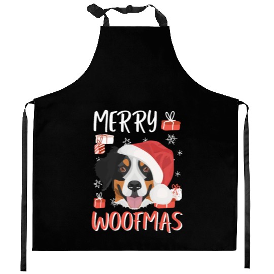 Bernese Mountain Dog Merry Christmas Kitchen Aprons