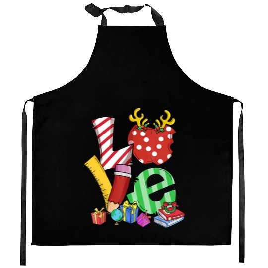 Love Teacher Math Christmas Teacher Life Matching Kitchen Aprons