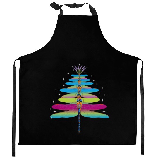 Dragonfly Christmas Tree Funny Insects Lover Xmas Kitchen Aprons