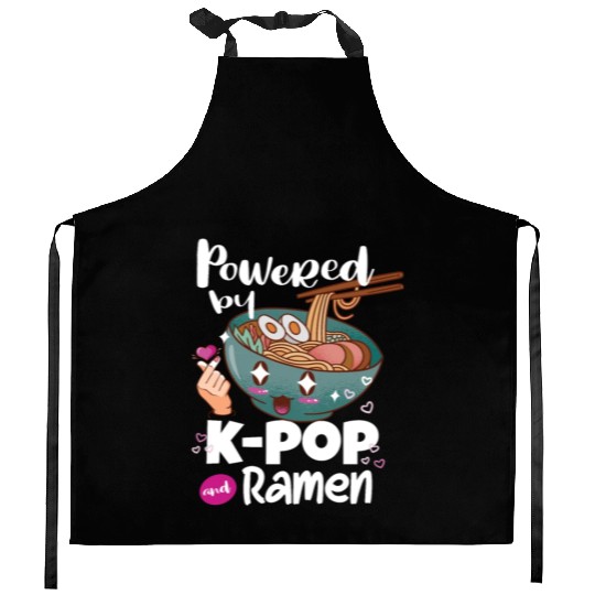 Powered By Kpop And Ramen Kitchen Aprons