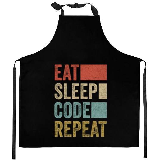 Software Developer Coder Retro Eat Sleep Code Kitchen Aprons