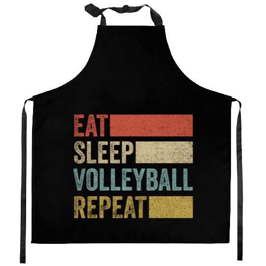 Retro 70s Volleyball Player Men Kids Eat Sleep Kitchen Aprons