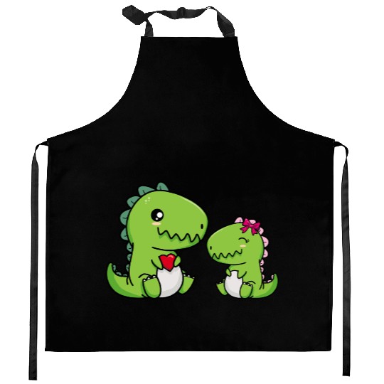 Big sister brother dino siblings boy girl heart Kitchen Aprons