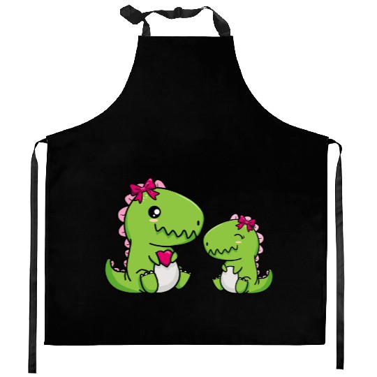 Big sister brother dino siblings boy girl heart Kitchen Aprons