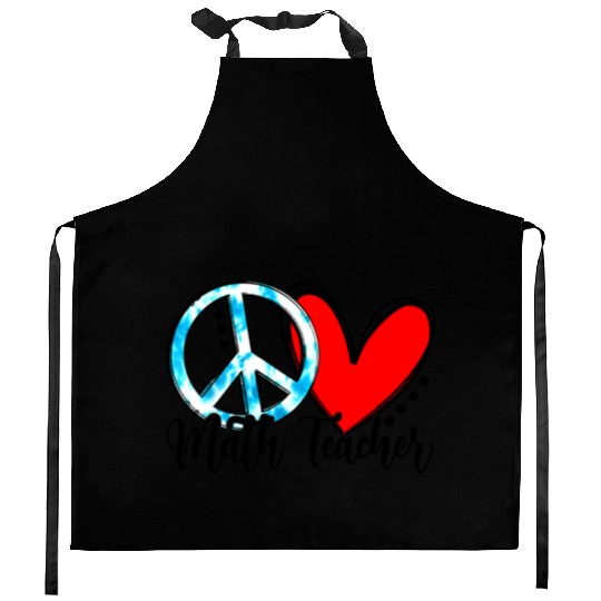 Peace Love Math Teacher Funny Back To School Kitchen Aprons
