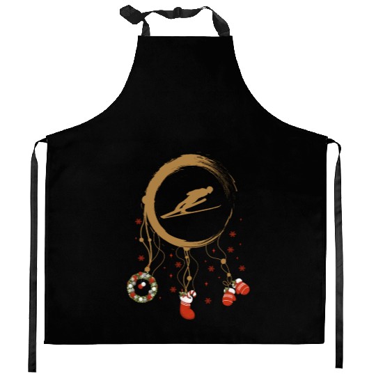 Winter dreamcatcher Christmas Ski jumping Kitchen Aprons