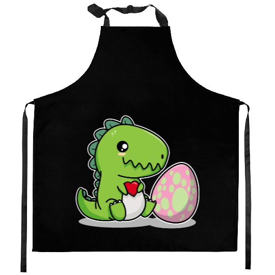Big sister cute dino siblings boy girl heart love Kitchen Aprons