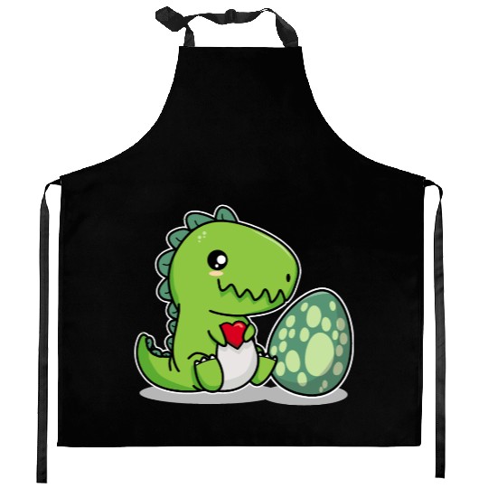 Big sister cute dino siblings boy girl heart love Kitchen Aprons