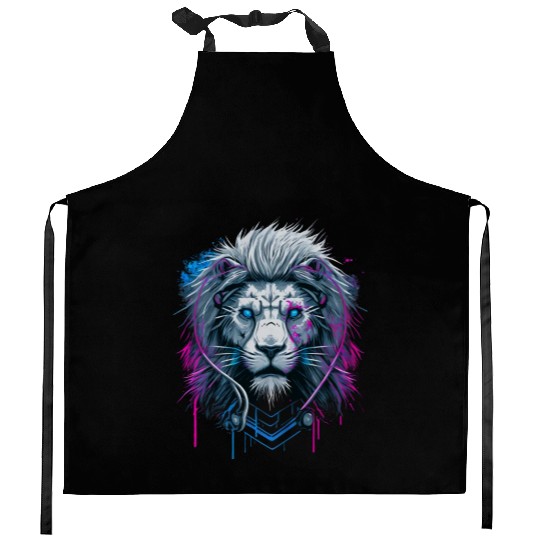 Lion, White Lion, abstract Kitchen Aprons