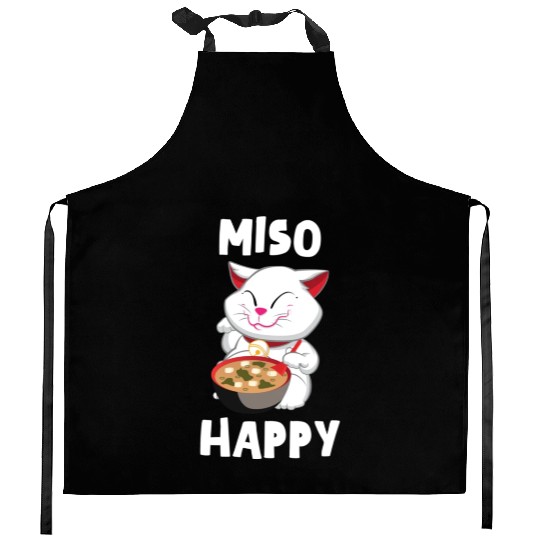Miso Happy Funny Japanese Cat Miso Kitchen Aprons