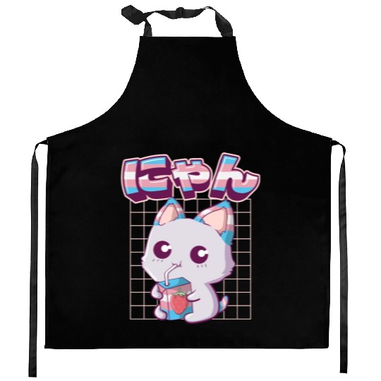 Transgender Pride Kawaii Cat Strawberry Milk Trans Kitchen Aprons