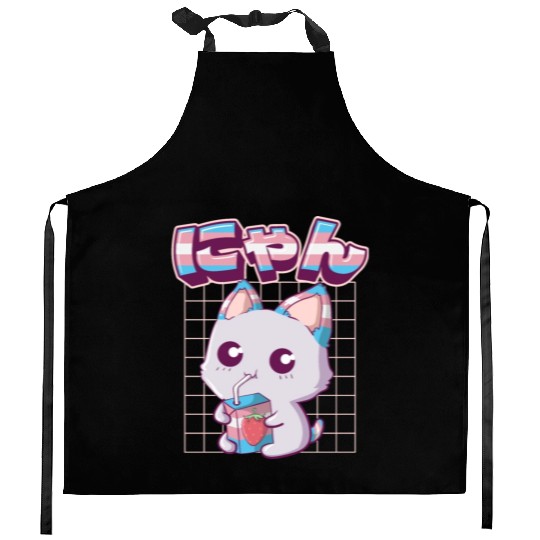 Transgender Pride Kawaii Cat Strawberry Milk Trans Kitchen Aprons
