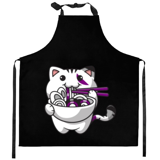 Asexual Pride Kawaii Cat Ramen Noodles Asexual Fla Kitchen Aprons