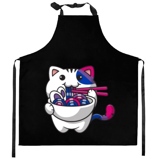 Bisexual Pride Bi Kawaii Cat Ramen Noodles Bisexua Kitchen Aprons