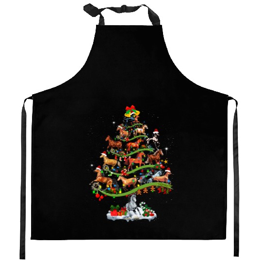 Horse Tree Christmas Candy Cane Gift Ornament Kitchen Aprons