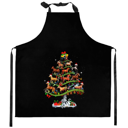 Horse Tree Christmas Candy Cane Gift Ornament Kitchen Aprons